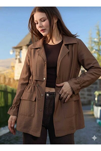 rose butik kadın Mont Mevsimlik Renk Kahve