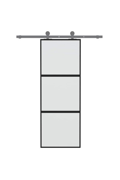 vidaxl Συρόμενη Πόρτα Μαύρη 76 x 205 εκ. Ψημένο Γυαλί/Αλουμίνιο