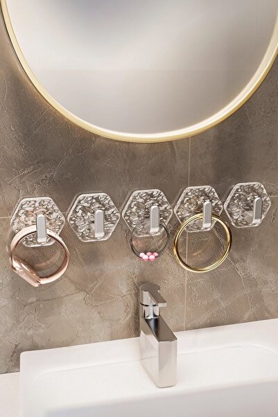 Kitchen Dream Αυτοκόλλητη κρεμάστρα πετσετών 5 τεμαχίων με ισχυρό σχέδιο πάγο...
