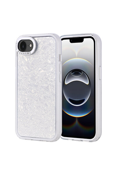 UnDePlus Apple iPhone 16E / 17E Kılıf Kamera Çerçeve Taşlı Parlak Tasarım Kap...