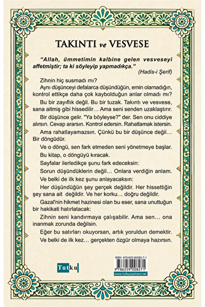 Tutku Yayınevi Takıntı ve Vesvese - İmam Gazali,İslam,Din,Dil Belası,Kalpleri...