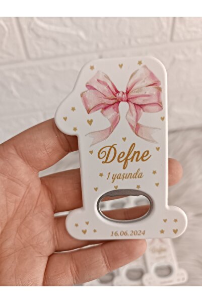 LecaTTe 20 adet pembe fiyonklu 1 rakamlı açacak magnet doğum günü yenidoğan h...