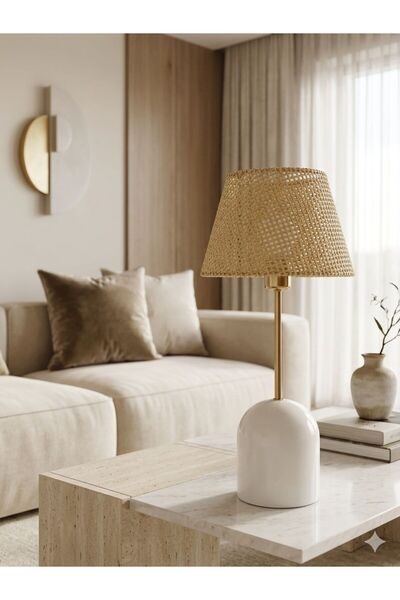 Emg DesiGn Kumaş Başlıklı Beyaz huni modern Vintage Bohem abajur Gece lambası...