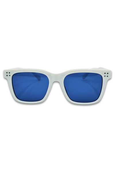 Matteo Ferari Ουνισέξ μπλε γυαλιά ηλίου με λευκό σκελετό, UV400, μοντέρνο στυλ