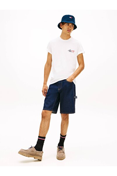 Tommy Hilfiger TJM SLIM SIGN CHEST SS TEE EXT Ανδρικό Λευκό T-Shirt - DM0DM22538