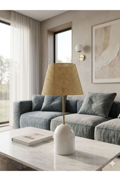 Emg DesiGn Kumaş Başlıklı Beyaz huni modern Vintage Bohem abajur Gece lambası...