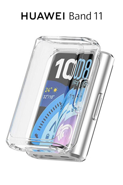 Nezih Case Huawei Band 11 Uyumlu TPU (Yumuşak Silikon) Şeffaf 360 Kasa Ve Ekr...