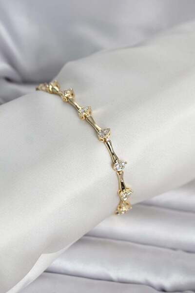 Inure Jewelry Brass Gold Color Drop Model Zircon Stone Women's Bracelet