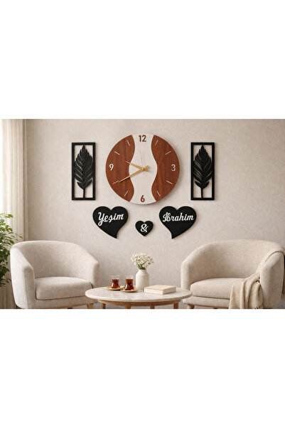 mrchediyesepeti Stylish Combined Wall Clock for the Living Room 40 cm Flowers...