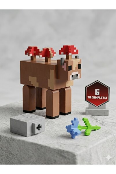 Minecraft Mojang Minecraft Mooshroom (Mantarlı İnek) 3D Figür - Hareketli Ekl...