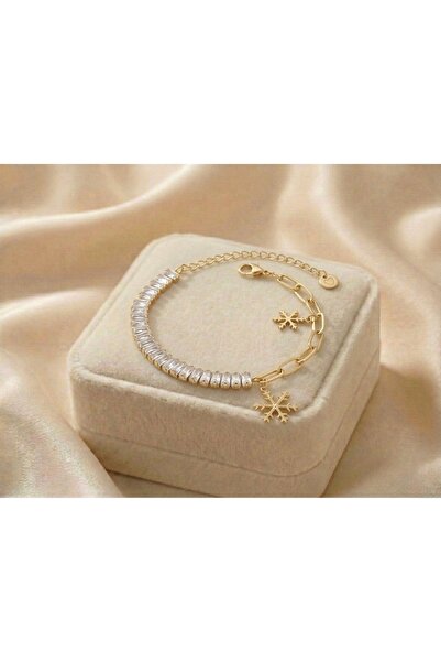 Majesteel -Stainless Steel 316L 14K Gold Paslanmaz Çelik Kar Tanesi Charm Zir...