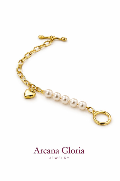 XUPING JEWELRY Gold İnci ve Zincir Sıralı Şık Günlük Bileklik