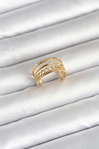 Inure Jewelry خاتم نسائي من الفولاذ 316L بلون ذهبي وسلسلة طراز عتيق