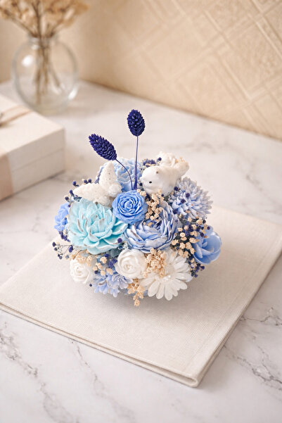 İB CANDLE&DECOR KUŞ DETAYLI ORGANİK SOYA MUMU KOKULU BUKET