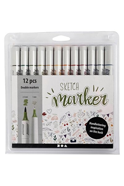 Creotime Set de 12 markere profesionale pentru desen, multicolore, 3D