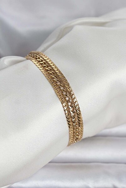 Inure Jewelry 316L Steel Gold Color 3-Piece Women's Bracelet