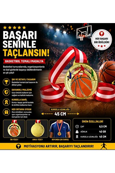 AVESSA Mad-Bas-1 Basketbol Figürlü Madalya 6.5 Cm
