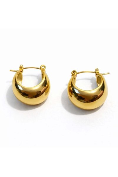 angelloop Bombe Thick Hoop Earrings - Stainless Steel - Gold 2 cm