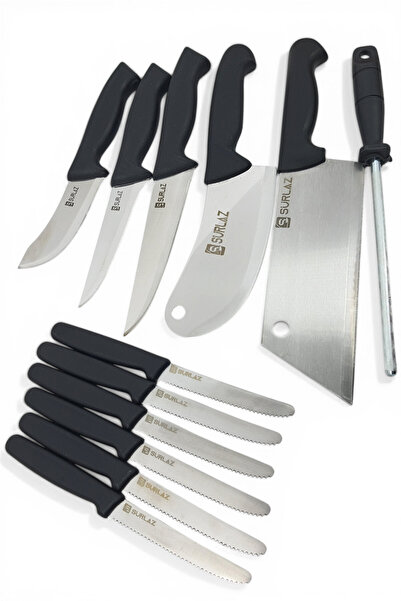 SürLaz Pro 12 Parça Çeyizlik Bıçak Seti Steak Bıçaklı Satır Soğan Satırı Mutf...