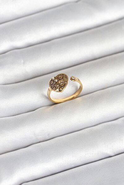 Inure Jewelry خاتم نسائي من الفولاذ 316L بلون ذهبي على شكل قلب