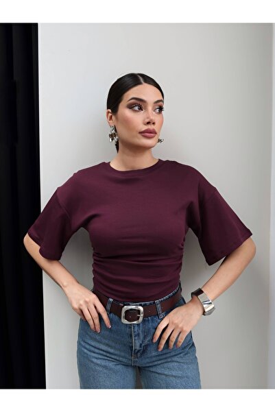 ESRAHELVACI Μπλουζάκι Crop με σούρες στο πλάι