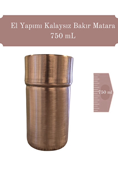 Akşifa Kalaysız Bakır Matara 750 ml Parlak 100% bakır