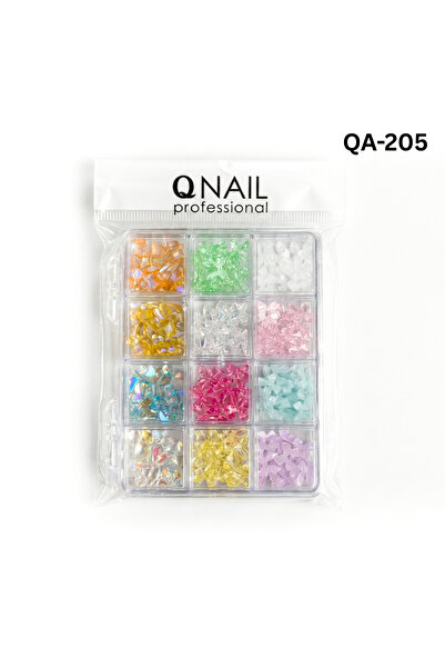 QNAİL PROFESSİONAL Renkli Tırnak Taşı Seti 12'Li Nail Art Süsleme Parlak Kris...