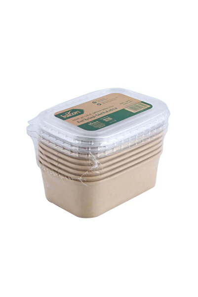 Falcon 6 pcs Kraft Rectangular Salad Bowl with Lid 750 ml