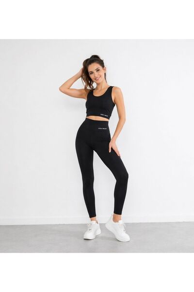 ŞFH Store Yüksek Bel Likralı Toparlayıcı Tayt Crop Takım