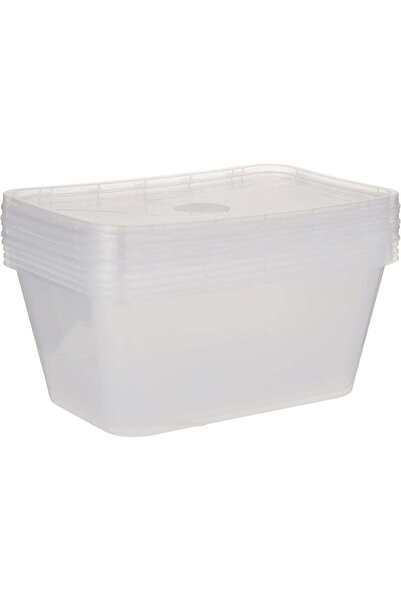 Hotpack 5 pcs Rectangular Microwaveable Container with Lid 1000 ml