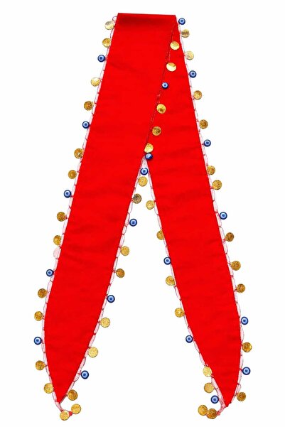 ASYA PAZARLAMA Κόκκινο σάλι με χάντρες κακομάτι και λιλά, φουλάρι, σάλι, κορδ...