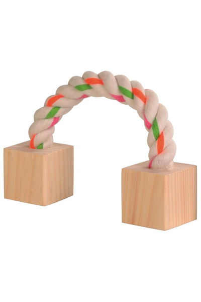 Trixie Rodent Toy, Rope with Wooden Cubes, 20 cm, 6186