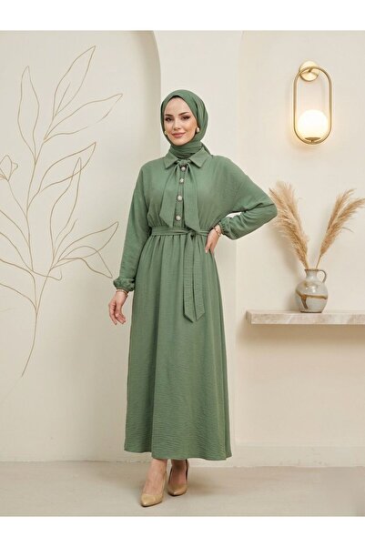 ECEYLÜL MODA Γυναικείο μαύρο βαμβακερό φόρεμα με ζώνη - Φόρεμα Μεβλάνα με ελα...