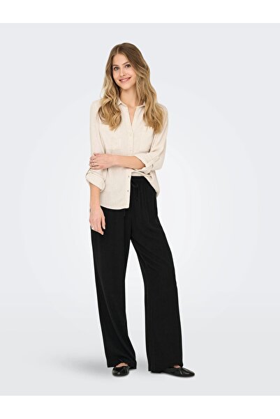 ONLY Kadın ONLSIESTA MW PULL-UP LINEN BL PNT NOOS O15322263-4529260