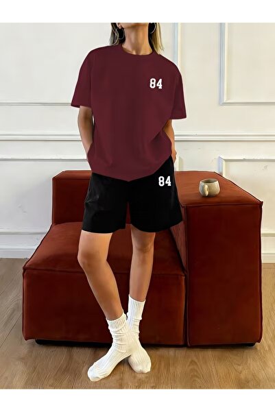 puolikuu Γυναικεία φόρμα oversized με ΣΟΡΤΣ, σετ με στάμπα - ΣΟΡΤΣ