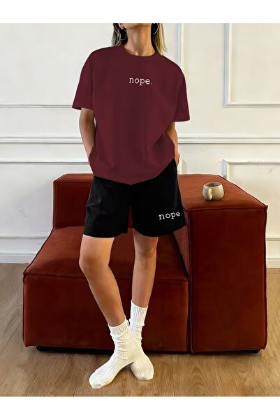 puolikuu Γυναικεία φόρμα oversize με σορτς, μπλουζάκι με στάμπα - με σορτς