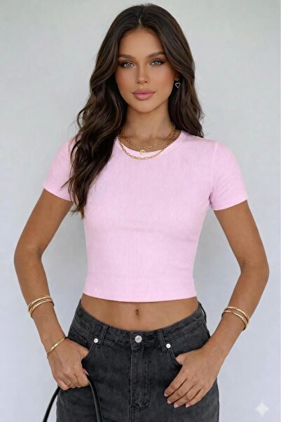 ÖZ PAMUK Πλεκτό κοντό μπλουζάκι από βαμβακερό κοτλέ