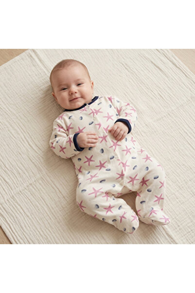 MIDIRIK ÇELEBİ bebe Deniz Yıldızı Desenli Çıtçıtlı Bebek Tulum - %100 Pamuk, ...