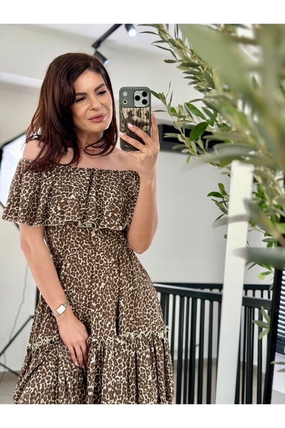 RAMONA BADESCU EXCLUSIVE Γυναικείο αέρινο φόρεμα με animal print – με ανοιχτο...