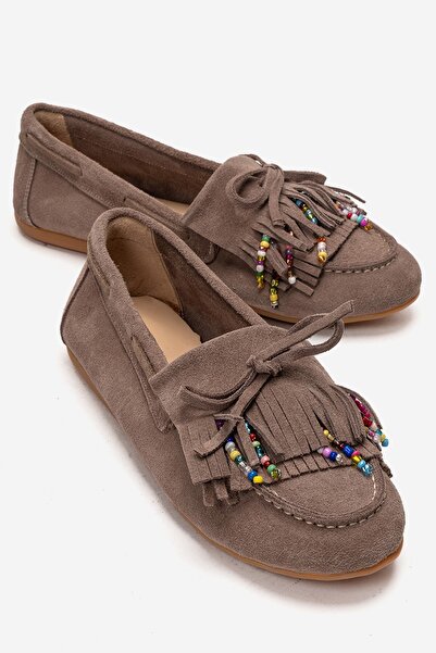 LuviShoes Γυναικεία Loafer Παπούτσια EVELYN από Γνήσιο Δέρμα Βιζόν με Φούντες...