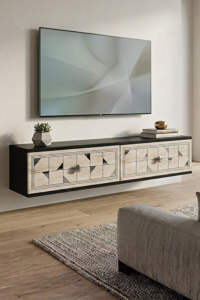 zetuna home TDA1207ATS DUVARA MONTAJ TV STAND, TV RAFI ANTRASİT - TRAVERTEN -...
