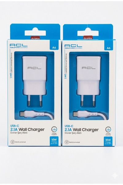 ACL A6 10W USB-C 2.1A Hızlı Duvar Şarj Cihazı ve Kablosu