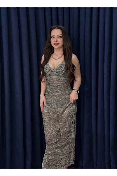 Neva Wear Gaia Μποέμ Εμπνευσμένο από την Ανατολή, Ασημί Διαφανές Φόρεμα Μάξι ...