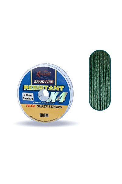 CAPTAIN Resistant Pe 4 Ply Fishing Line 100Mt Green 0.80 mm