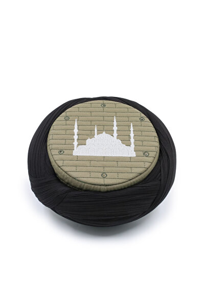Sarıkhane Mosque Yellow - Black Fabric - Green Skullcap - Crossed Wrap - Mosq...