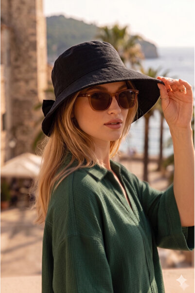 MYZİ STORE Γυναικείο καπέλο bucket με γείσο και λεπτομέρεια φιόγκου, καλοκαιρ...