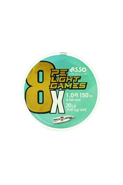 ASSO 8X Light Games Pe 8 Strand Spin Fishing Line 150Mt Fluo Green 0.6 Pe