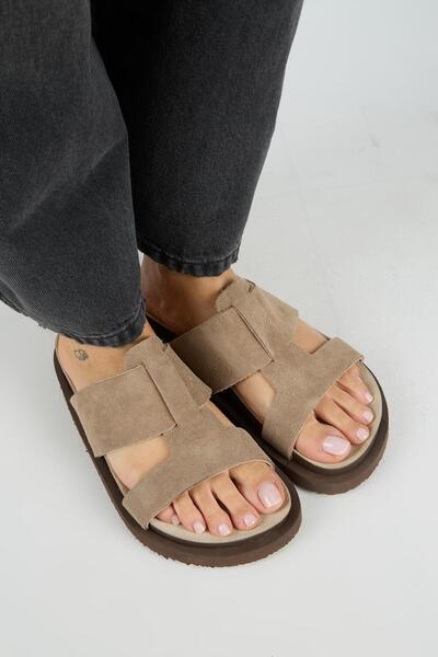 Manijero Sabrina Γυναικείες παντόφλες από γνήσιο δέρμα με διπλό λουράκι από β...