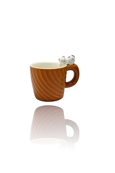 CAVAŞ sun hat 3D Cat Figured Patterned Mug Cup Product Dimensions; 10*9 cm
