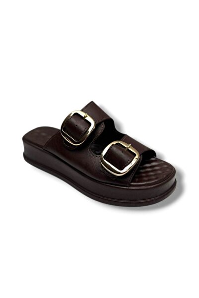 ŞANZELİZE AYAKKABI Γυναικείες παντόφλες Şanzelize K105-26 Δερμάτινες με διπλή...